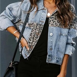 Leopard Print Denim Jacket